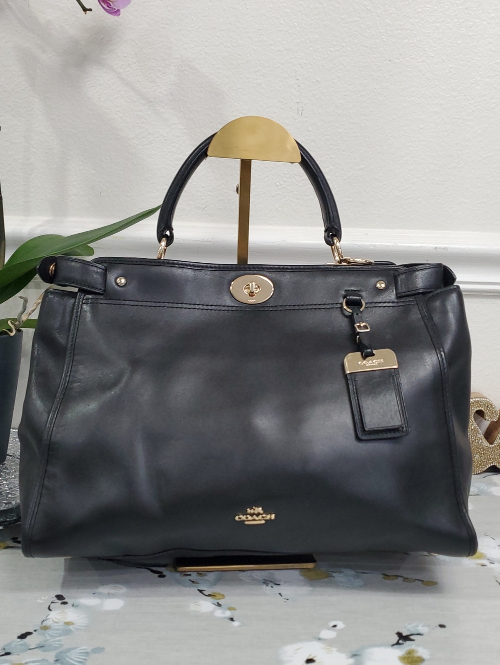 COACH Gramercy Black Leather Satchel Bag - Picture 3 of 17